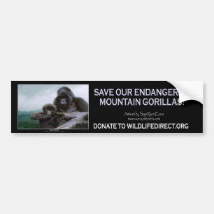 Mountain Gorillas Wildlife Support Bumper Sticker Bildekal