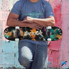 Mountain Graffiti Pop Art - Live to Ride Motto Mini Skateboard Bräda 18,5 Cm