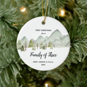 Mountain Gräs Träd jul som en familj av tre Julgransprydnad Keramik