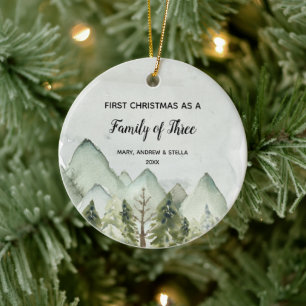 Mountain Gräs Träd jul som en familj av tre Julgransprydnad Keramik