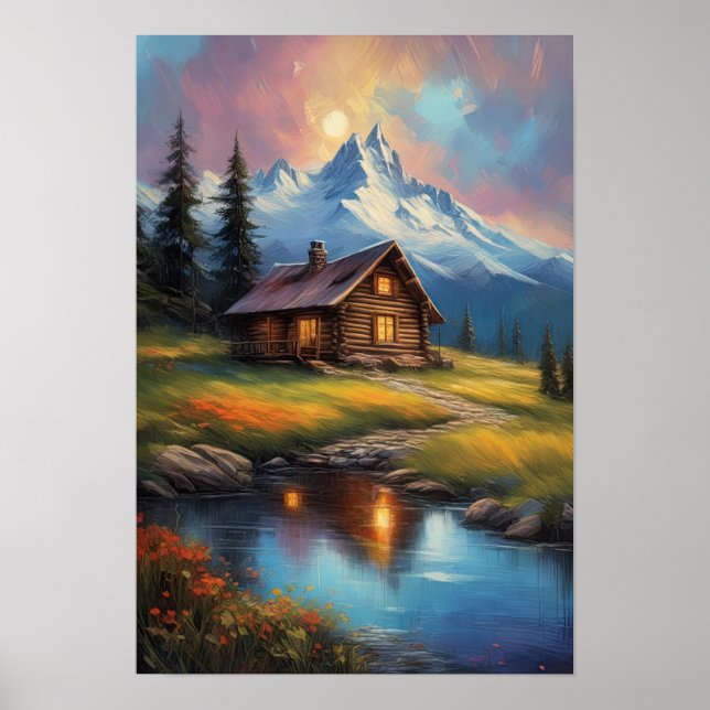 Mountain Haven, Wooden Cabin Poster (Framsidan)