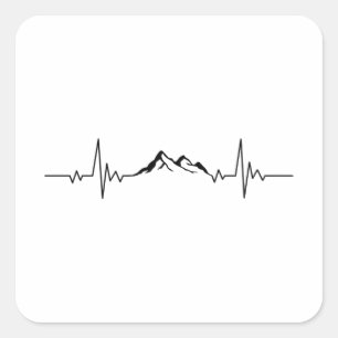 MOUNTAIN HEARTBEAT Funny Hiking Hikers Wanderer Fyrkantigt Klistermärke