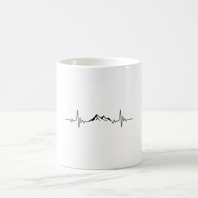 MOUNTAIN HEARTBEAT Funny Hiking Hikers Wanderer Kaffemugg (Center)