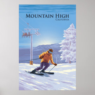 Mountain High California Skidort Reseskylt Poster