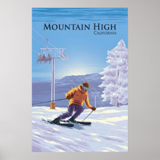 Mountain High California Skidort Reseskylt Poster
