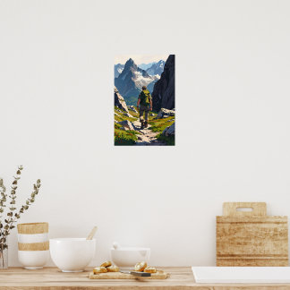 Mountain Hiker Äventyrs Konst Poster