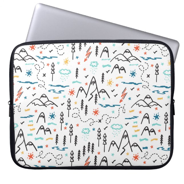Mountain Hiking Mönster Laptop Fodral (Framsidan)