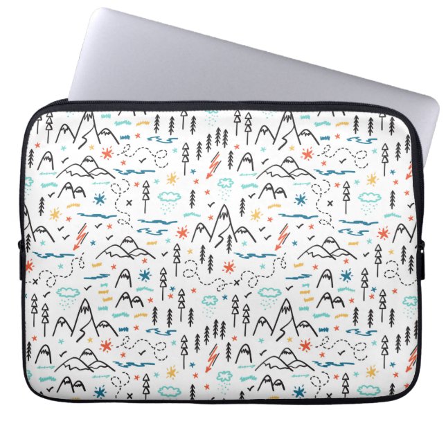 Mountain Hiking Mönster Laptop Fodral (Framsidan)