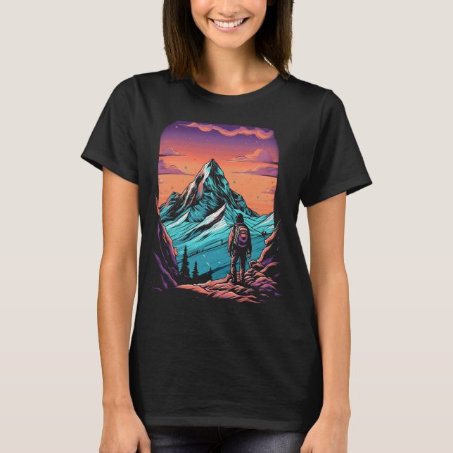 Mountain Hiking Sunset T Shirt (Framsida)