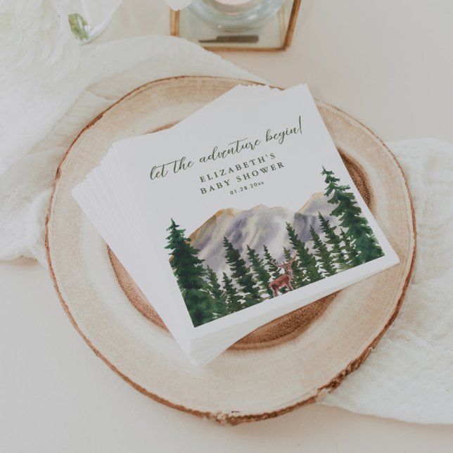 Mountain Hjort Forest Baby Shower Pappersservett (Skapare uppladdad)