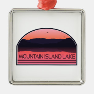 Mountain Island Sjö North Carolina Red Sunrise Julgransprydnad Metall