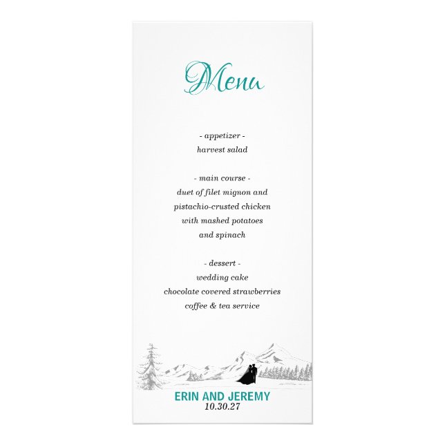Mountain Kärlek Menu Reklamkort (Framsidan)