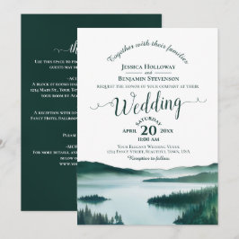 Mountain Lake Elegant Kalligrafi QR-kod Bröllop Inbjudningar