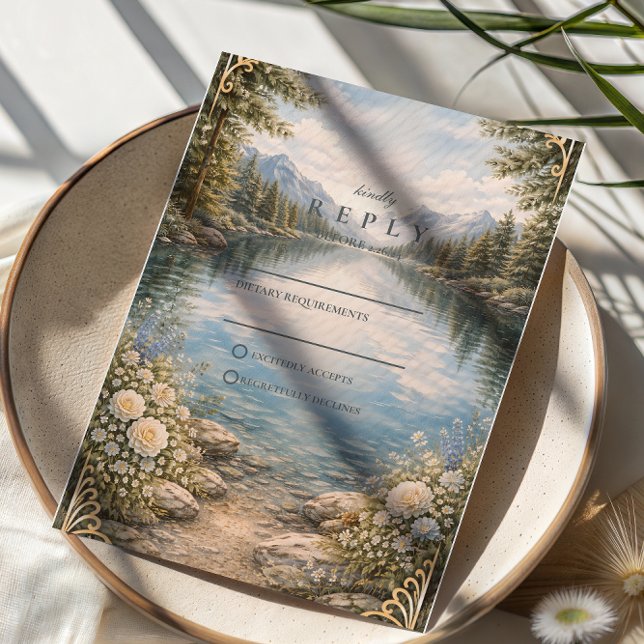 Mountain Lake Forest Wildflower Wedding OSA Kort (Skapare uppladdad)