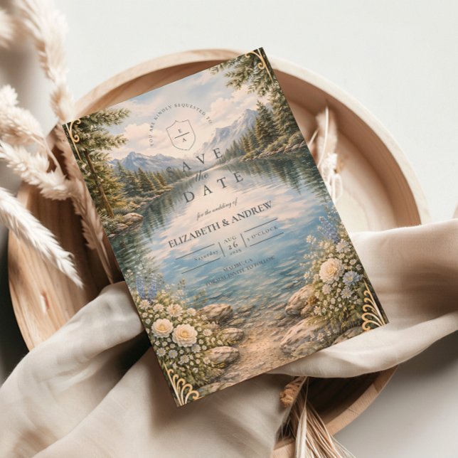 Mountain Lake Forest Wildflower Wedding Spara Datumet (Skapare uppladdad)