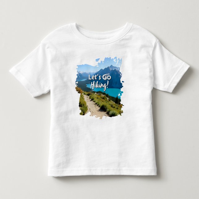 Mountain Lake Let's Go Hiking T Shirt (Framsida)