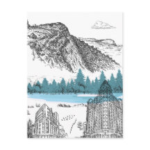 Mountain Lake Lodge Illustration Natur Sceneri