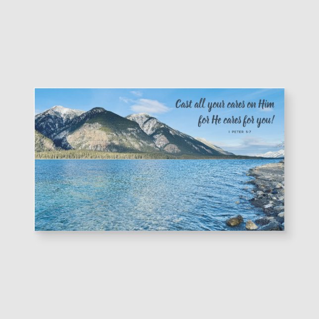 Mountain Lake Sätt Din Omsorg Inspirerande Magnet (Framsida)