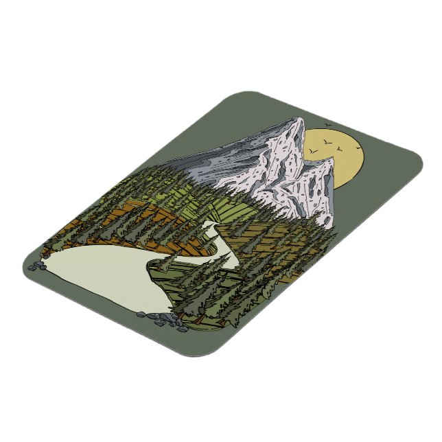 Mountain Lake Serenity: SolnedgångsÄventyr Väntar Magnet (Vänstra Sidan)