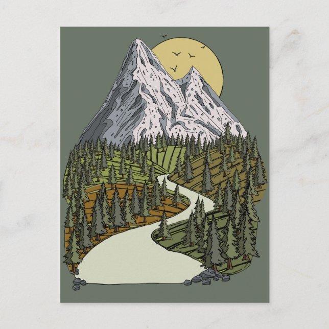 Mountain Lake Serenity: Solnedgångsäventyr väntar Vykort (Framsida)