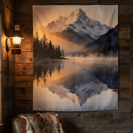 Mountain Lake Sunrise Tapestry 