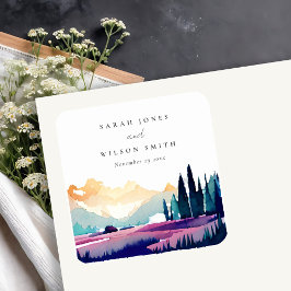 Mountain Land Lilac Fält Ligcape Bröllop Underlägg Papper Kvadrat