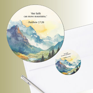 Mountain Landscape Bible Verse Coral Runt Klistermärke
