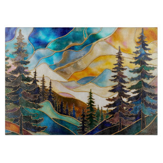 Mountain Landscape Glass Cutting Board