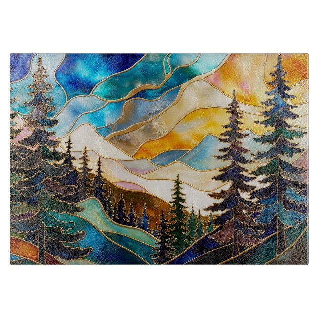Mountain Landscape Glass Cutting Board (Framsidan)