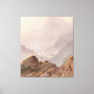 Mountain Landscape i Tirol med Chamois, Johannes Canvastryck