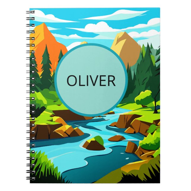 Mountain Landscape Notebook, Oliver Adventure Note Anteckningsbok (Framsidan)