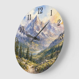 Mountain Landscape Wall Clock — Nature-Inspired De Stor Klocka