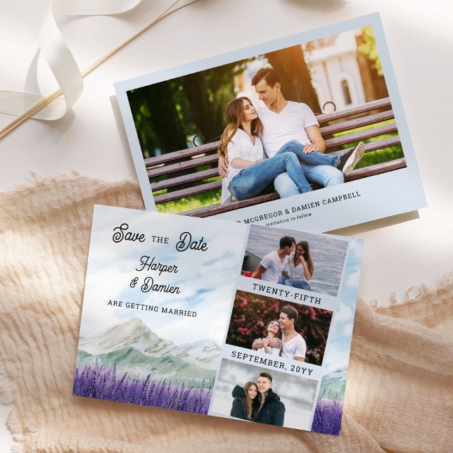 Mountain Lavender 4 Foto Bröllop Spara Datumet (Photo Save the Date from my Mountain Lavender Wedding Collection)
