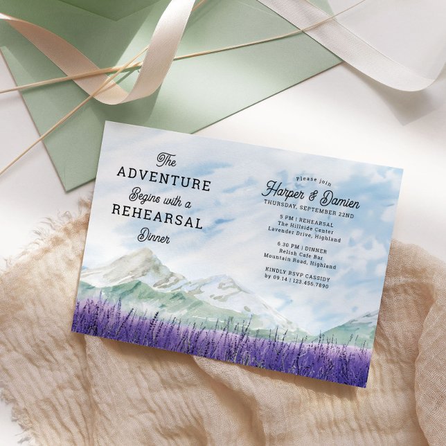 Mountain Lavender Äventyr påbörjade en repetitions Inbjudningar (Wedding Rehearsal Dinner Invitation from my Mountain Lavender Wedding Collection)