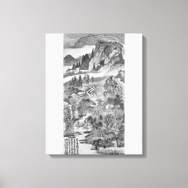 Mountain Ligcape, efter Huang Gongwang 1671 Canvastryck (Framsida)