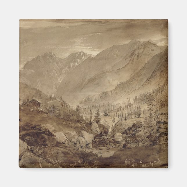Mountain Ligcape, Macugnaga, 1845 (penna och brun  Magnet (Framsidan)