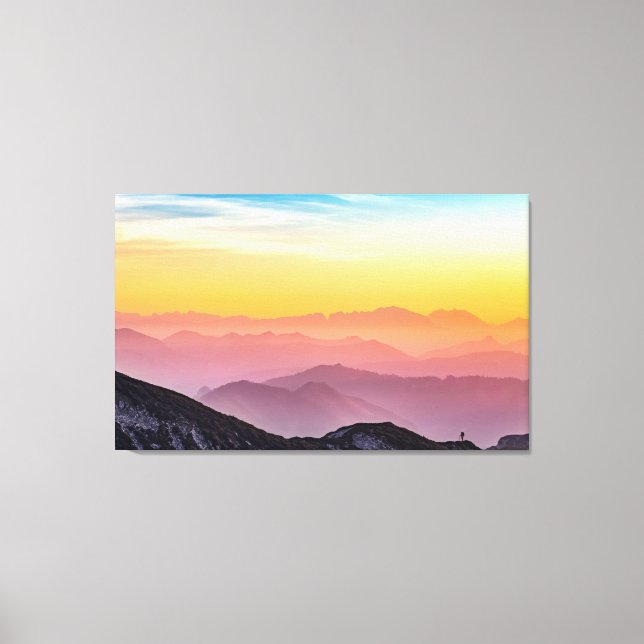 Mountain Ligcape vid Sunset Canvastryck (Framsida)
