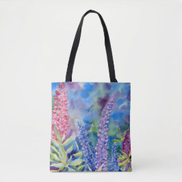 ’Mountain Lupines’ Shoulder Tote Tygkasse