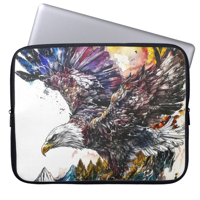Mountain Majesty Eagle Watercolor Laptop Fodral (Framsidan)