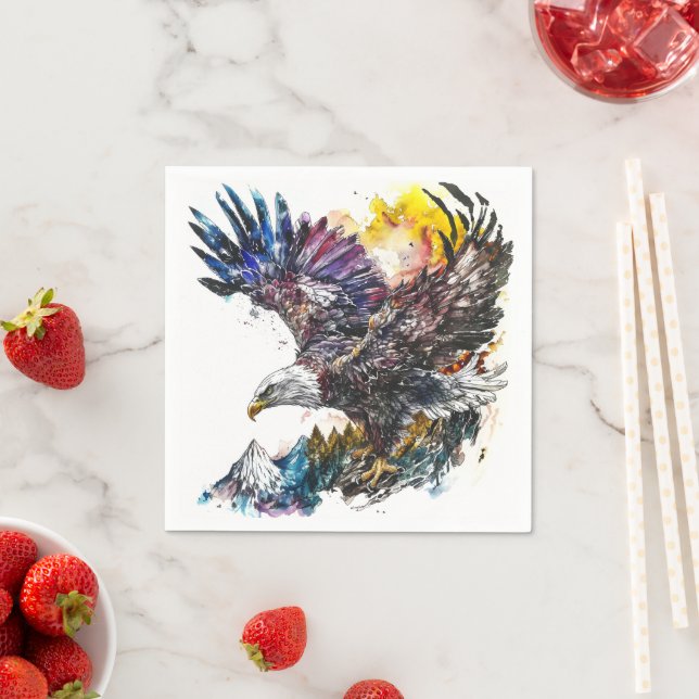 Mountain Majesty Eagle Watercolor Pappersservett (Insitu)