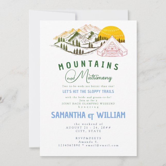Mountain Matrimony Sloppy Trail Joint Bach Helg Inbjudningar (Framsida)