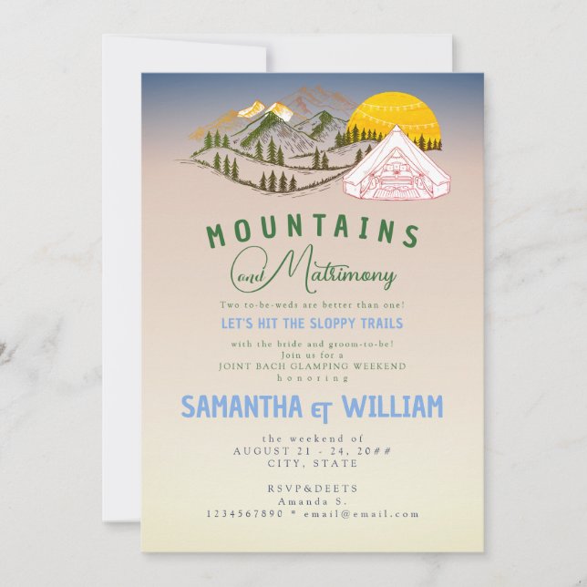 Mountain Matrimony Sloppy Trail Joint Bach Helg Inbjudningar (Framsida)