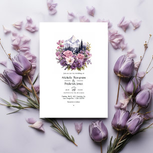 Mountain Mauve Blommigt Bröllop Inbjudningar