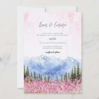 Mountain Meadow Watercolor Wedding Invitation Inbjudningar