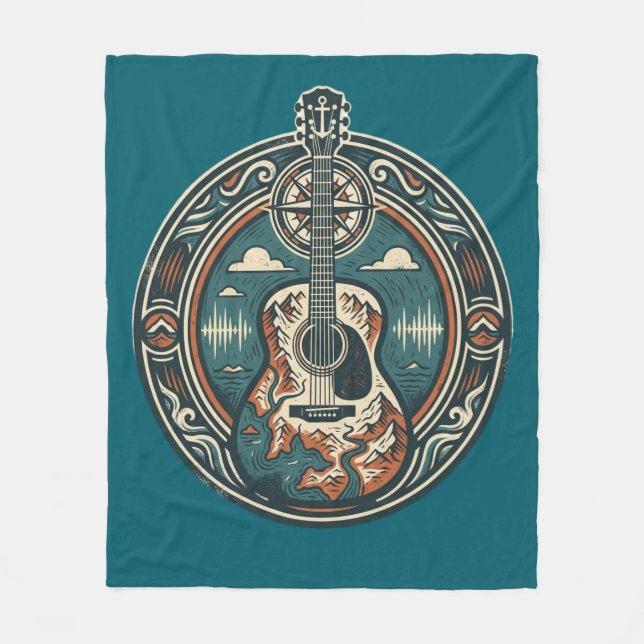 Mountain Melody Akustisk Gitarr Crest Fleecefilt (Framsidan)