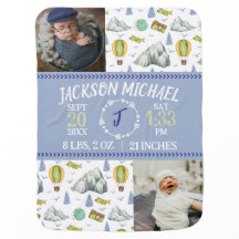 Mountain Memories Birth Stat Baby Blanket