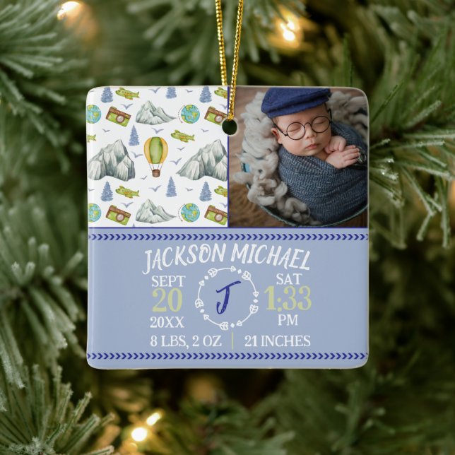 Mountain Memories Birth Stats Christmas Ornament (Träd)