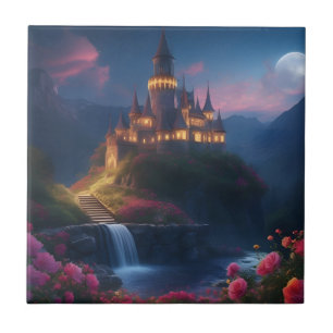 Mountain Midnight Castle Fyra Kakelplatta