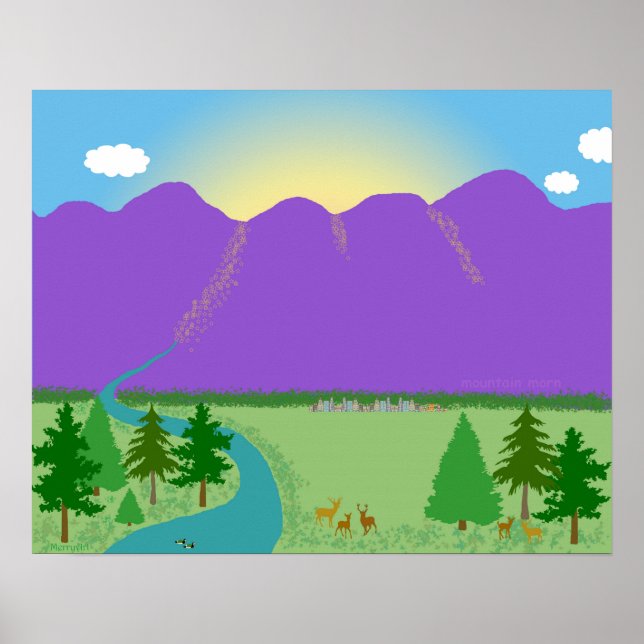 Mountain Morn original digital teckning Poster (Framsidan)