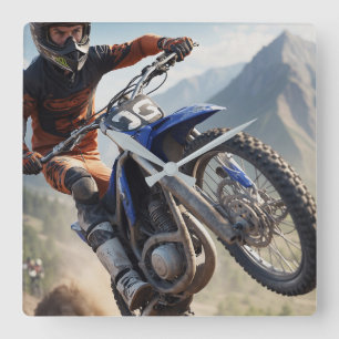 Mountain Motocross Tävla Fyrkantig Klocka